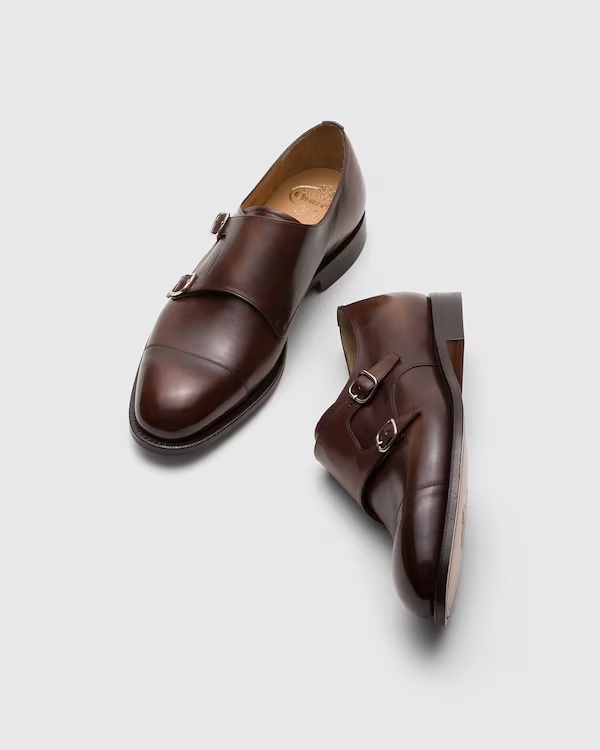 Bleached Calfskin Monk Strap Ebony