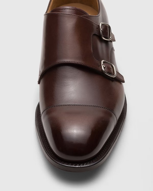 Bleached Calfskin Monk Strap Ebony