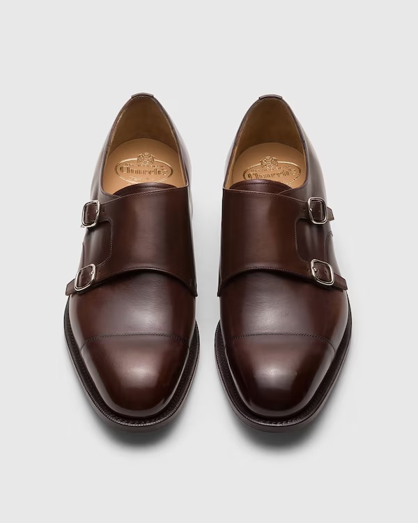 Bleached Calfskin Monk Strap Ebony