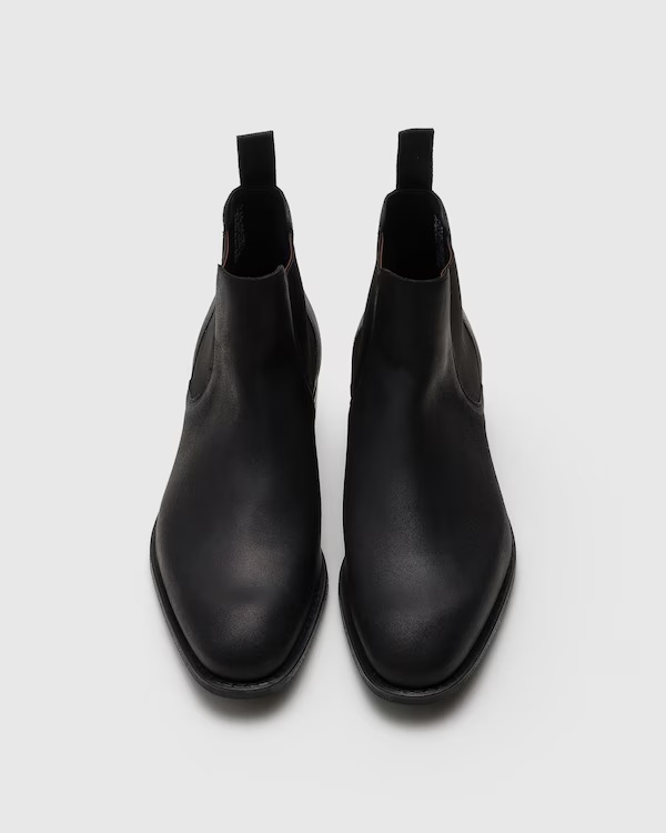Waxed Suede Chelsea Boot Black