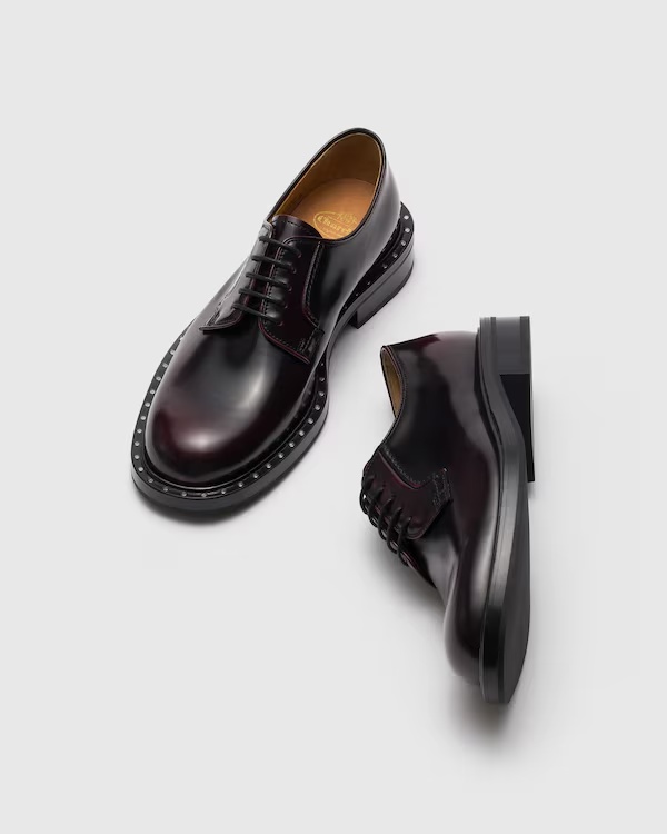 Polished Fumé Leather Derby Light Burgundy