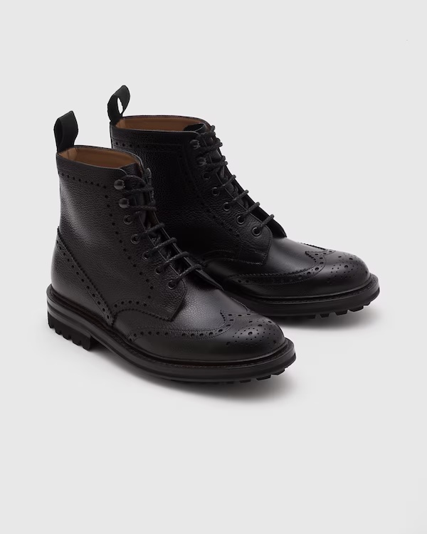 Highland Grain Lace-Up Boot Brogue Black