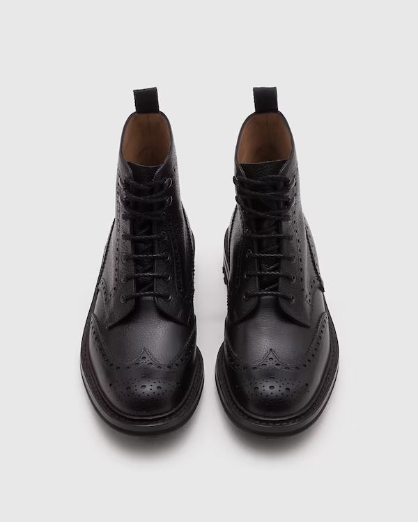 Highland Grain Lace-Up Boot Brogue Black