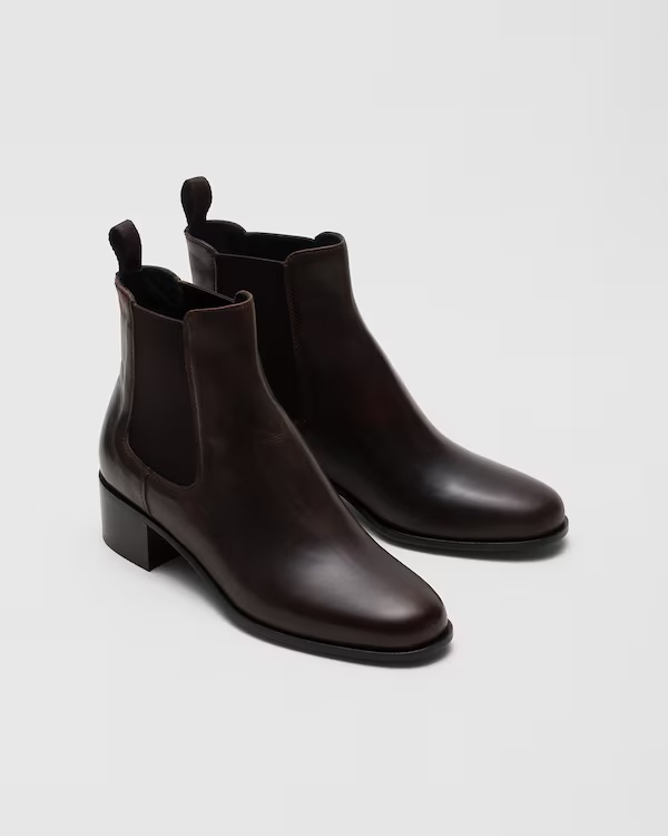 Polished Fumé Leather Chelsea Boot Tabac