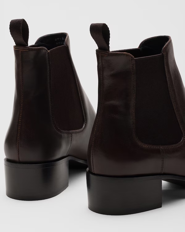 Polished Fumé Leather Chelsea Boot Tabac