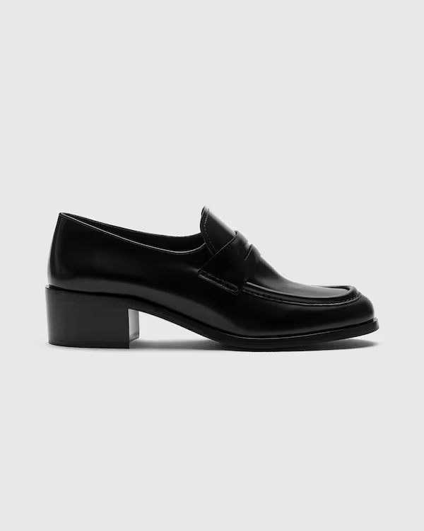 Polished Fumé Leather Loafer Black