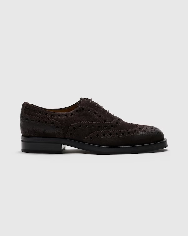 Suede Oxford Brogue with Antique Finish Ebony