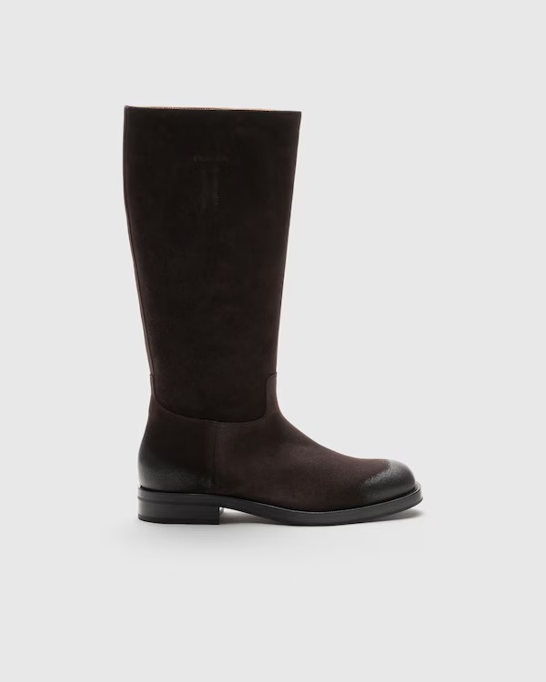 Suede Boot with Antique Finish Ebony