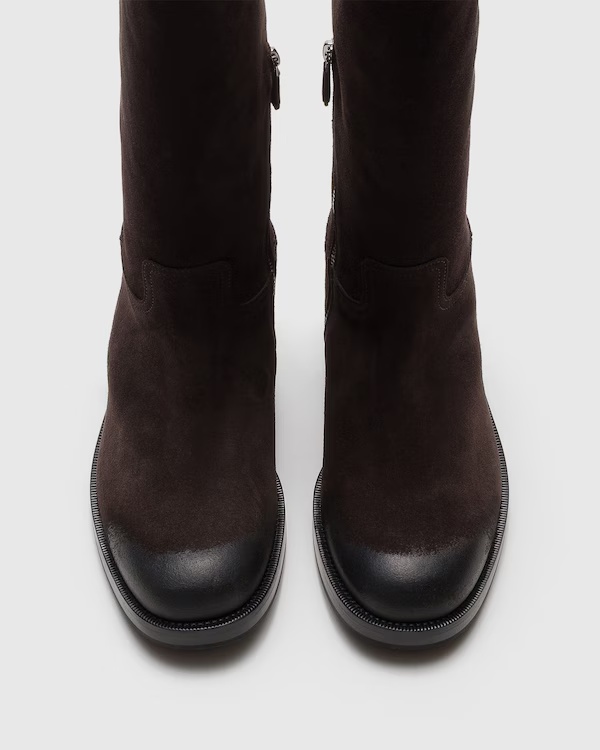 Suede Boot with Antique Finish Ebony 5 Suede Boot with Antique Finish Ebony