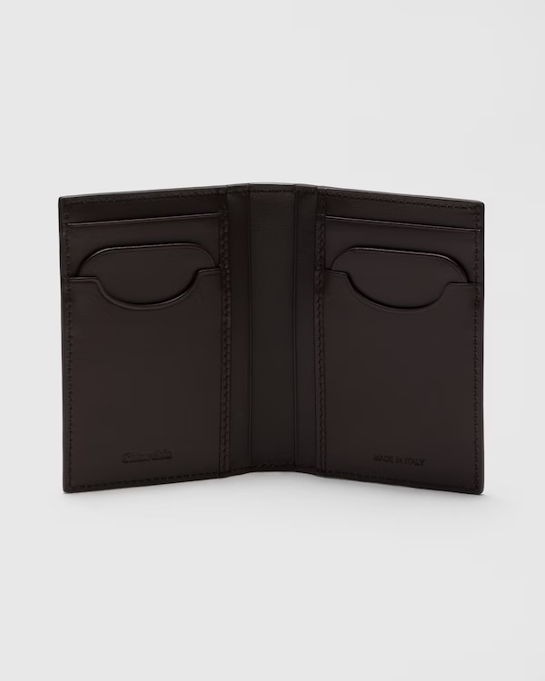 Deer Print Calfskin Card Holder Cognac/Coffee