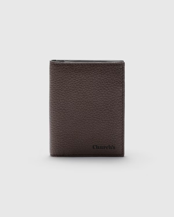 Deer Print Calfskin Card Holder Coffee