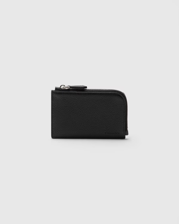 Deer Print Calfskin Card Holder Black