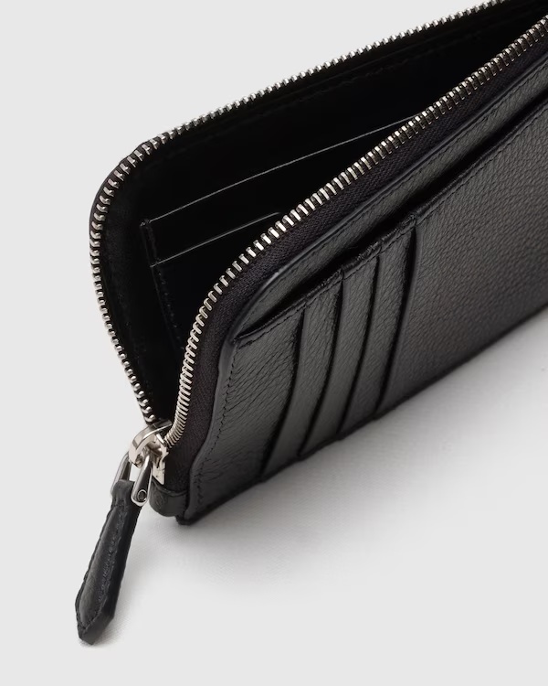 Deer Print Calfskin Card Holder Black