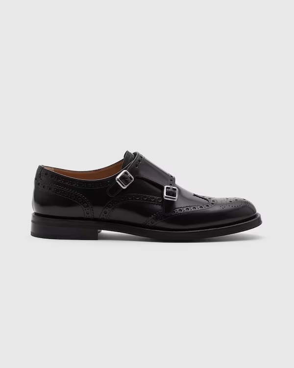 Brushed-leather lace-ups Black