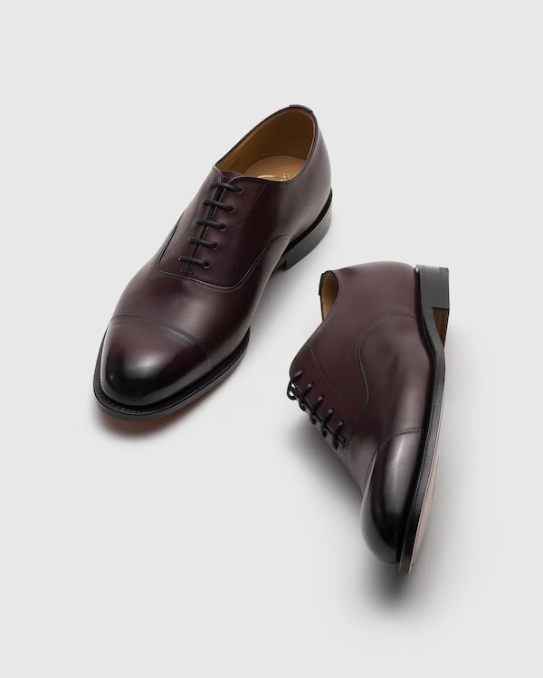 Bleached Calfskin Oxford Burgundy