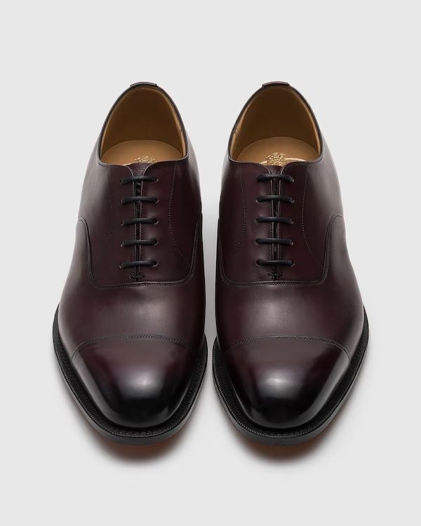 Bleached Calfskin Oxford Burgundy